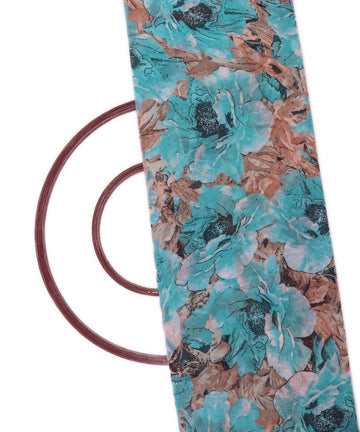 blue and brown floral print georgette fabric b103 4310